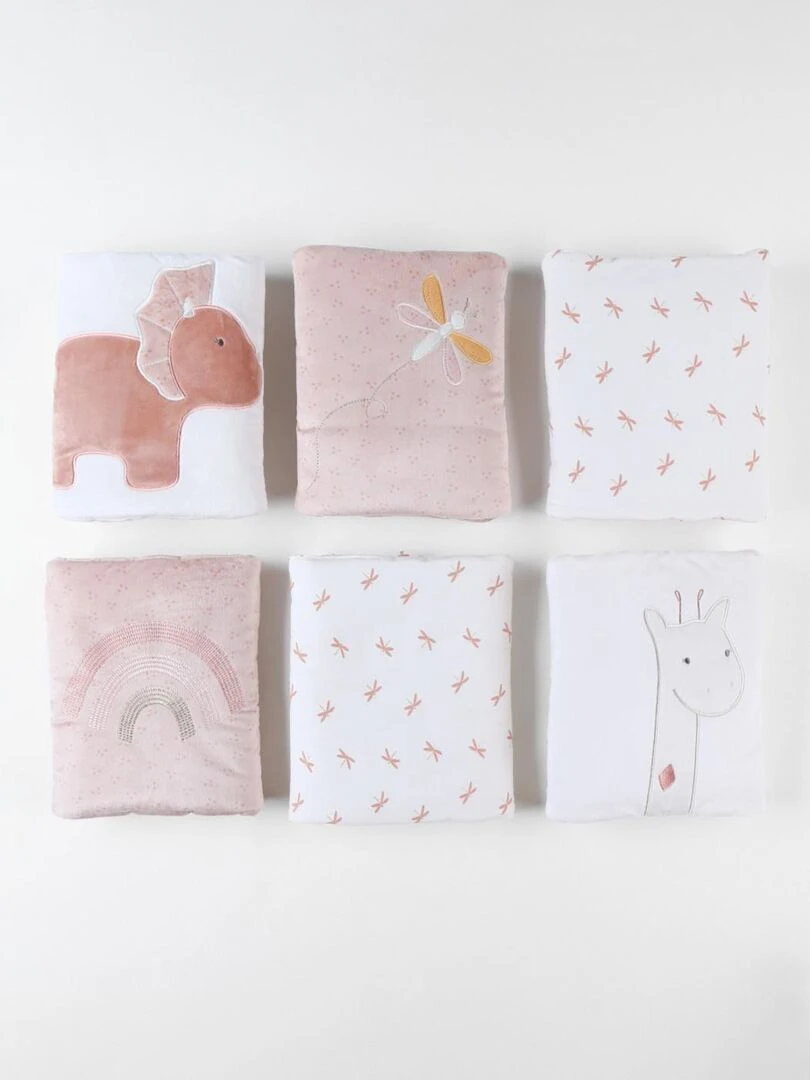 Protège barreaux pour lits et parcs bébé écru/rose poudré Noukie's Blanc