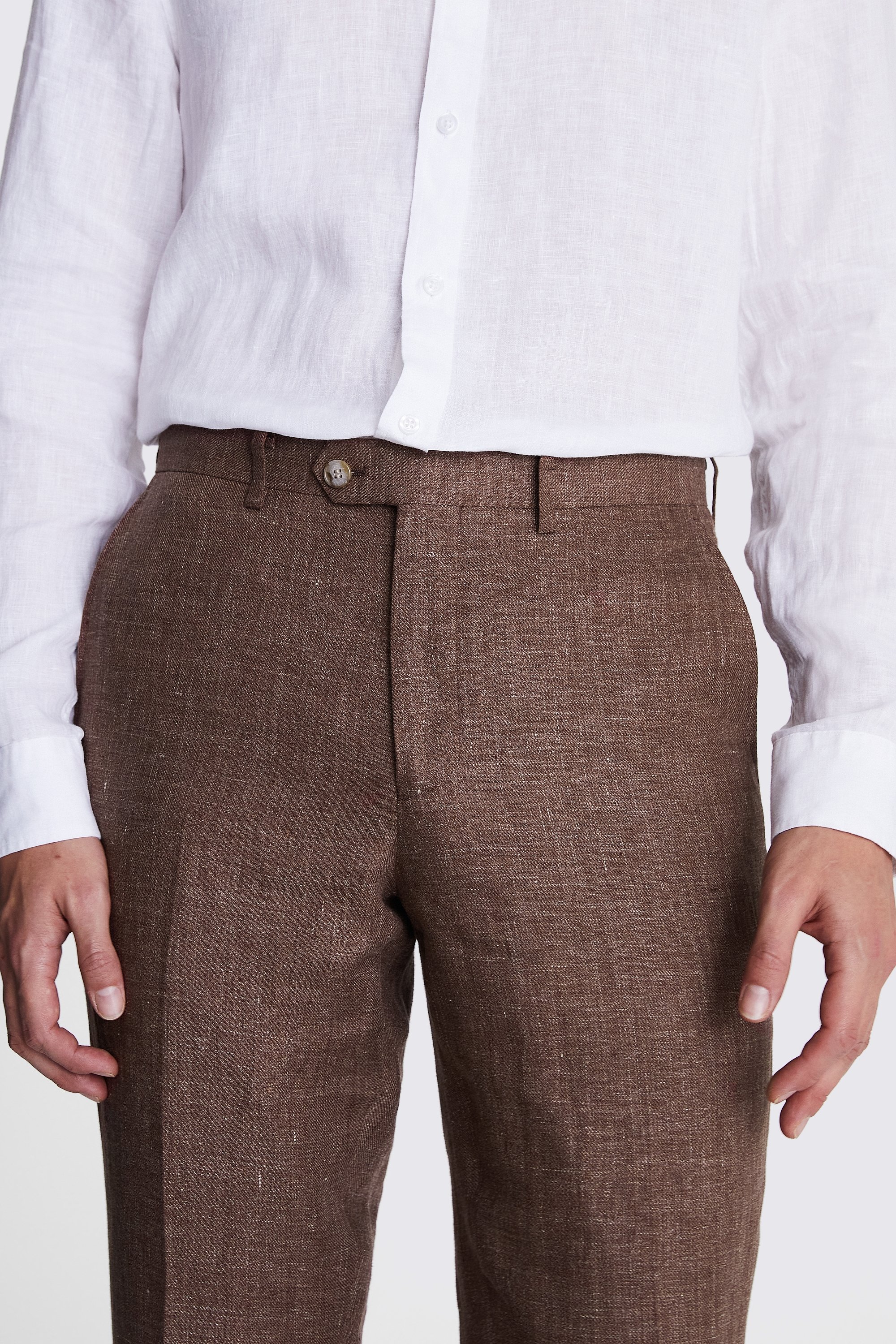 Tailored Fit Rust Linen Trousers   Buy Online at Moss