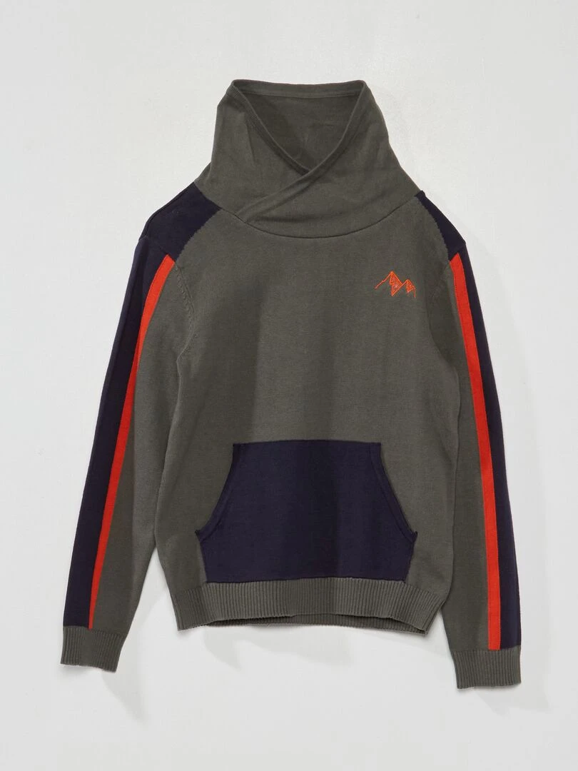 Pull en maille légère avec poche kangourou Vert