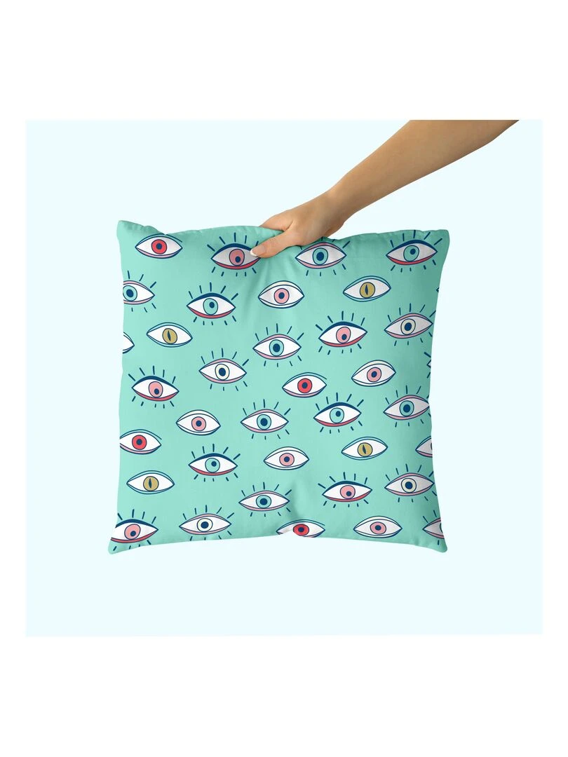 Housse de coussin décoratif Look up "Happyfriday" Blanc