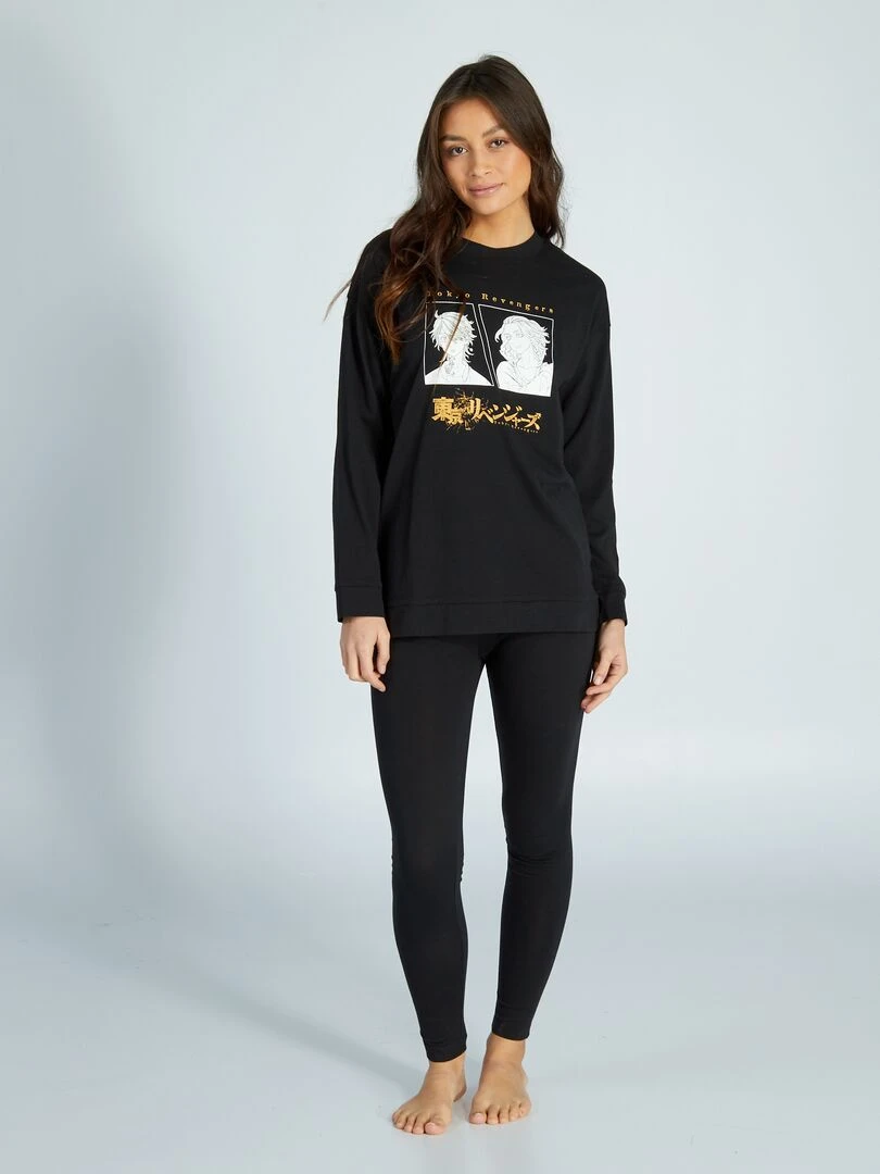 Pyjama long 'Tokyo Revengers'   2 pièces   Noir