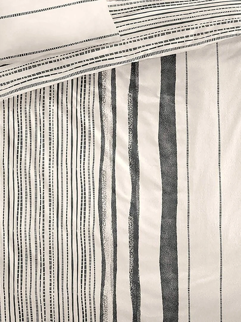 Parure de lit à rayures   Ecru