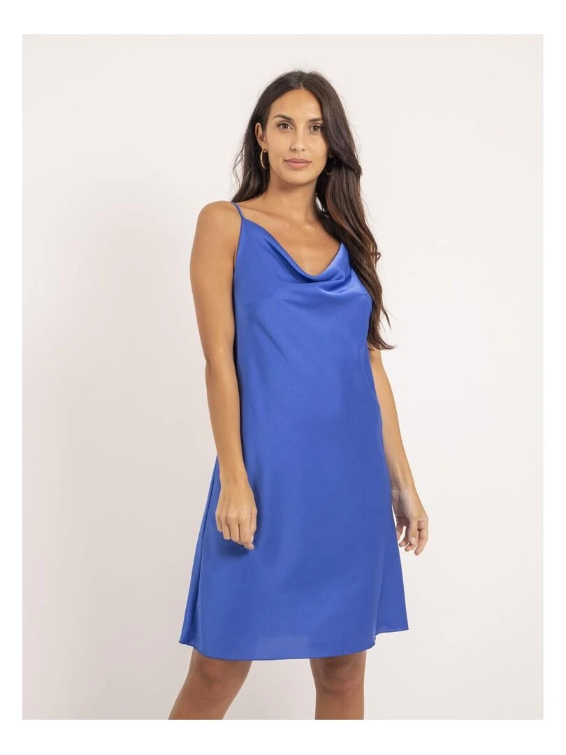 Robe courte satin IDALIA Bleu roi