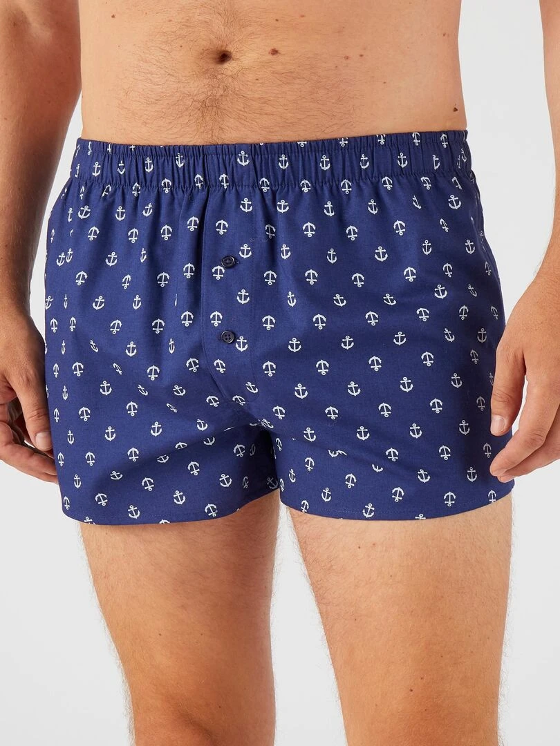 Lot de 3 caleçons ouverts pur coton Damart Bleu