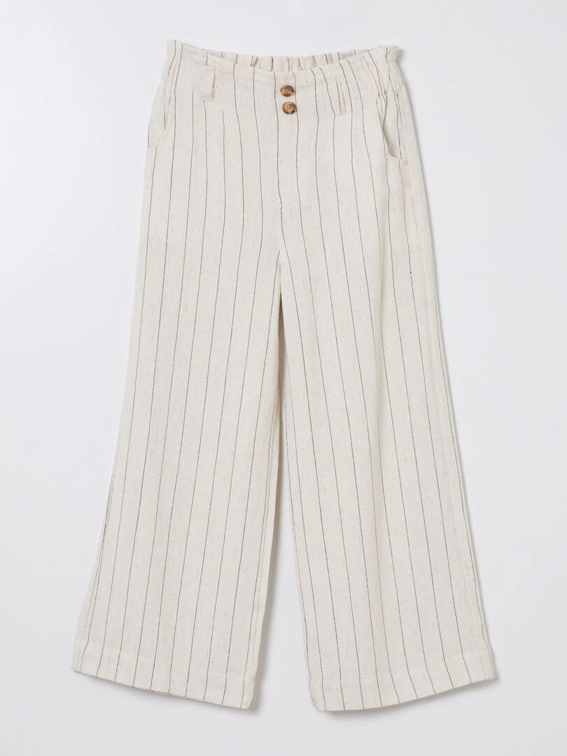 Pantalon droit rayé Beige