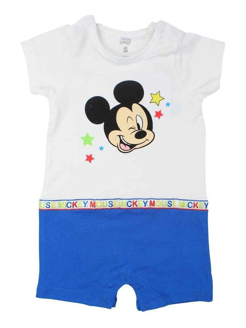 Disney Combishort bébé garçon imprimé Mickey en coton Bleu