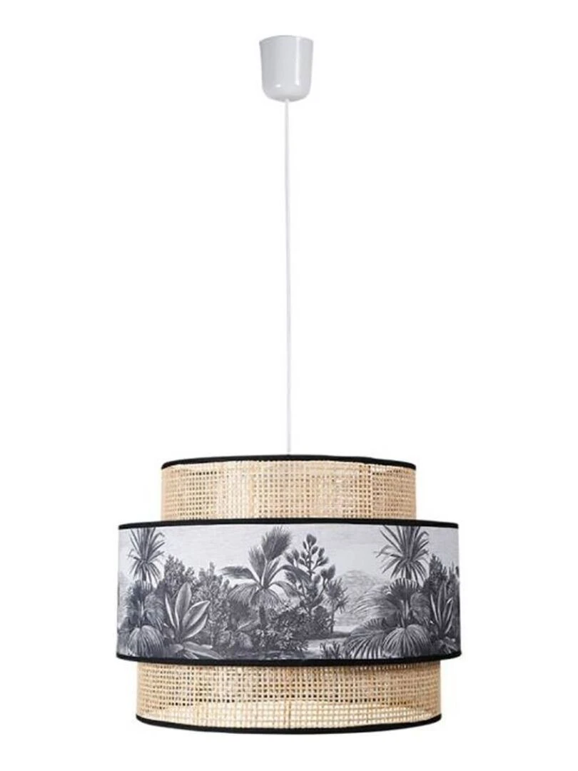 Suspension cannage et tissu Ombrage D40   Beige