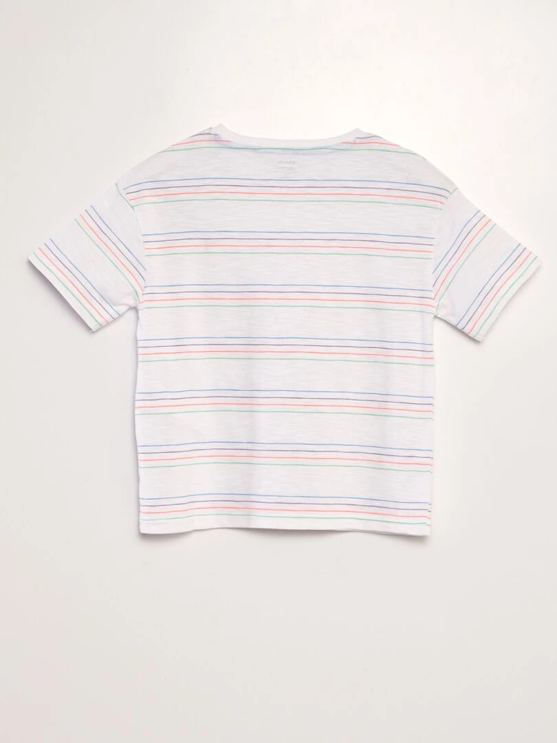 T shirt à rayures colorées Blanc multicolore