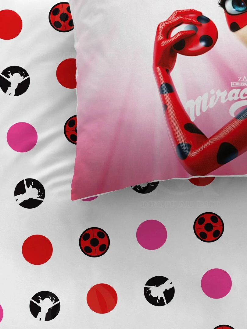 Parure de lit imprimée 100% coton MIRACULOUS LADYBUG READY Rose