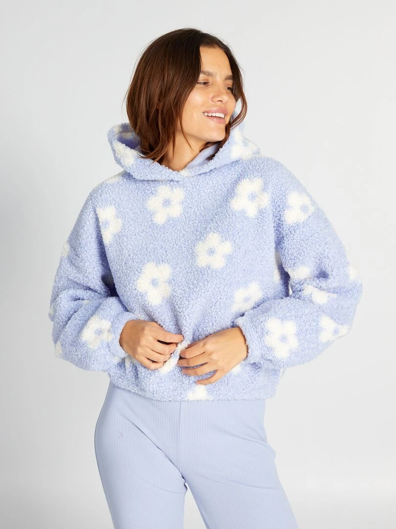 Ensemble pyjama pull à capuche + pantalon 2 pièces Bleu