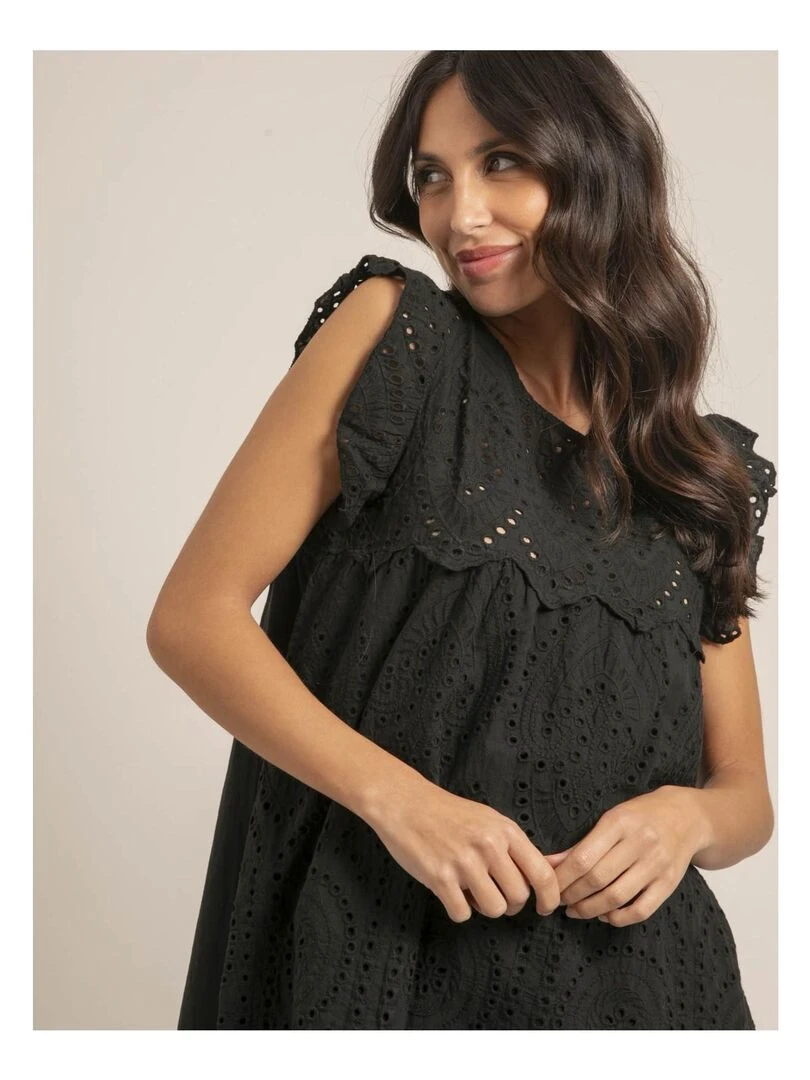 Robe courte broderies anglaises INGLES   Noir