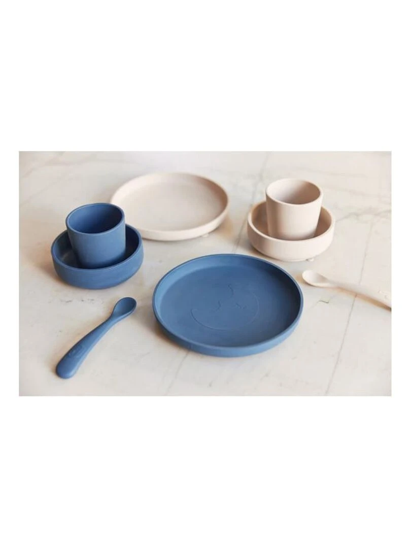 Coffret de table bébé Silicone Jeans Bleu (4pcs)   Jollein   Bleu