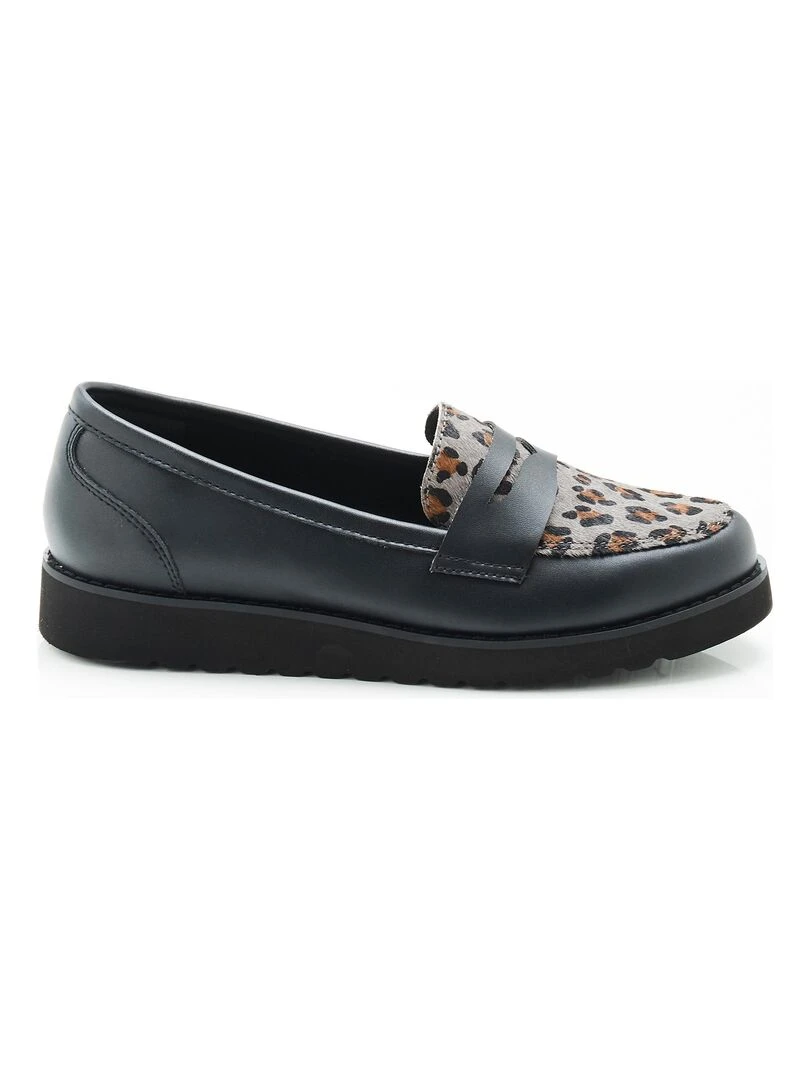 Mocassins imprimé léopard Thermolactyl   Damart   Noir