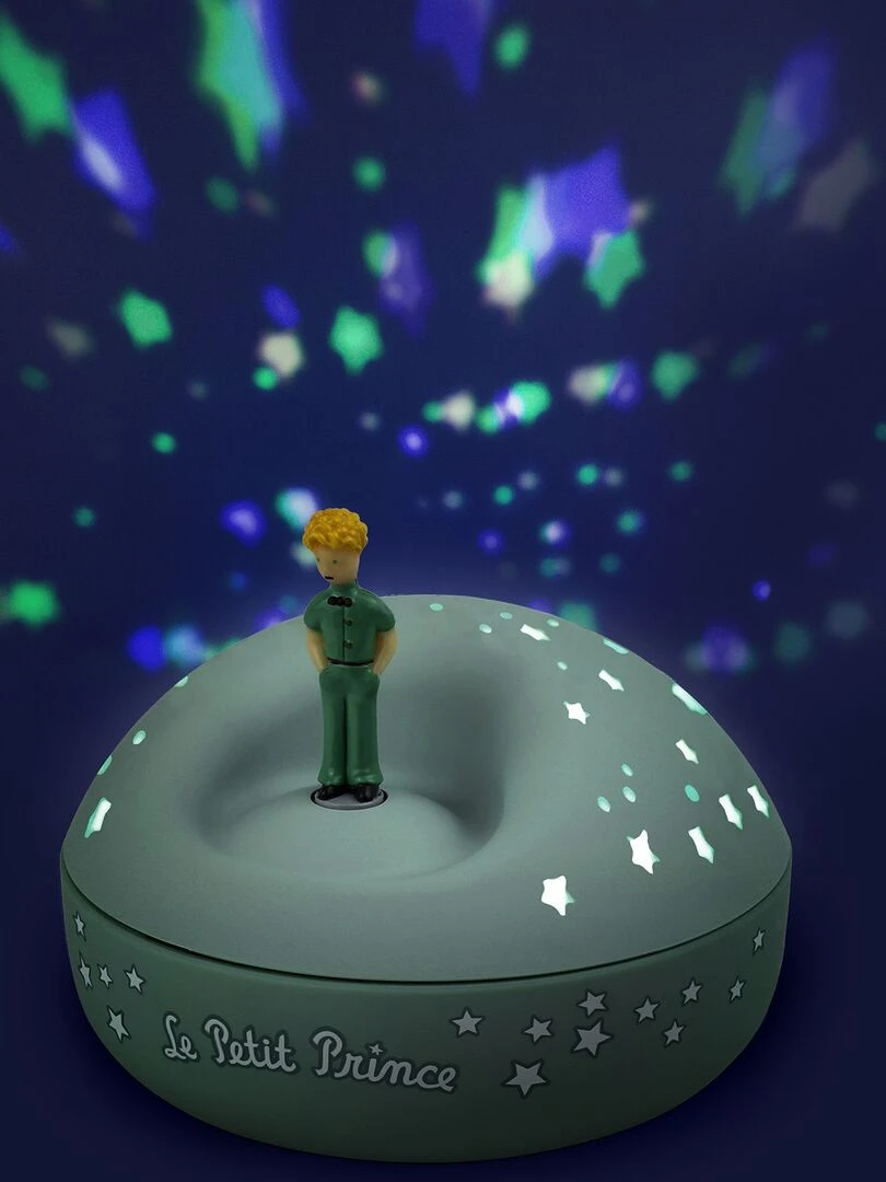 Veilleuse projecteur d'étoiles musical Le Petit Prince (12 cm) Vert d'eau