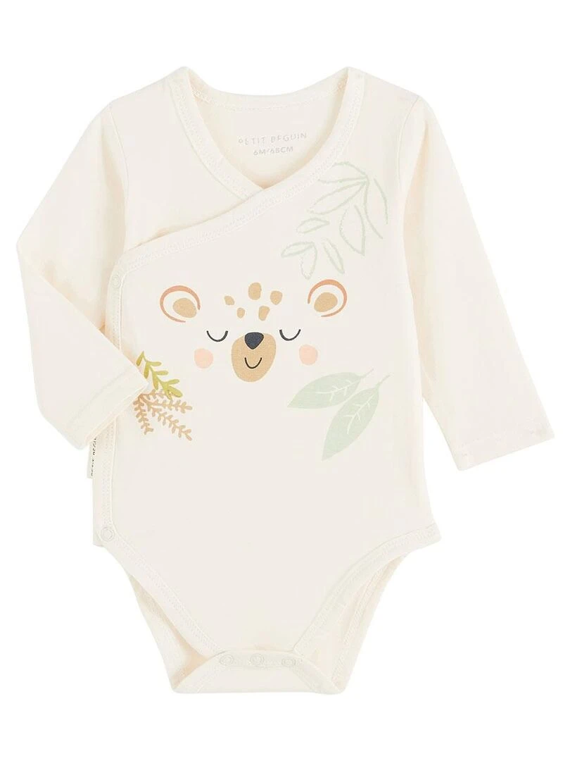 Lot de 2 bodies bébé manches longues Petite Sieste Ecru
