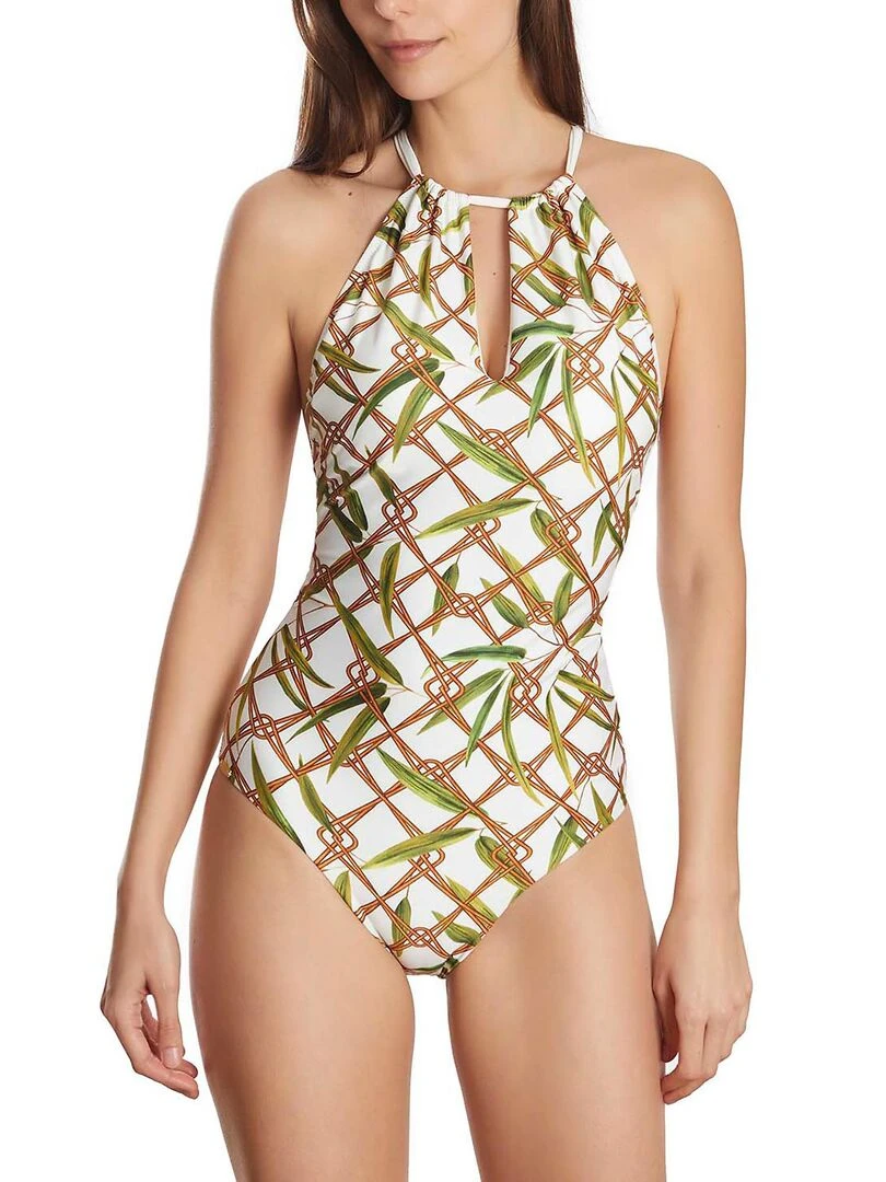 Maillot de bain 1 pièce tour de cou multipositions Bambu blanc Blanc