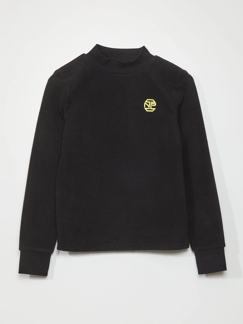T shirt à manches longues en maille polaire Noir