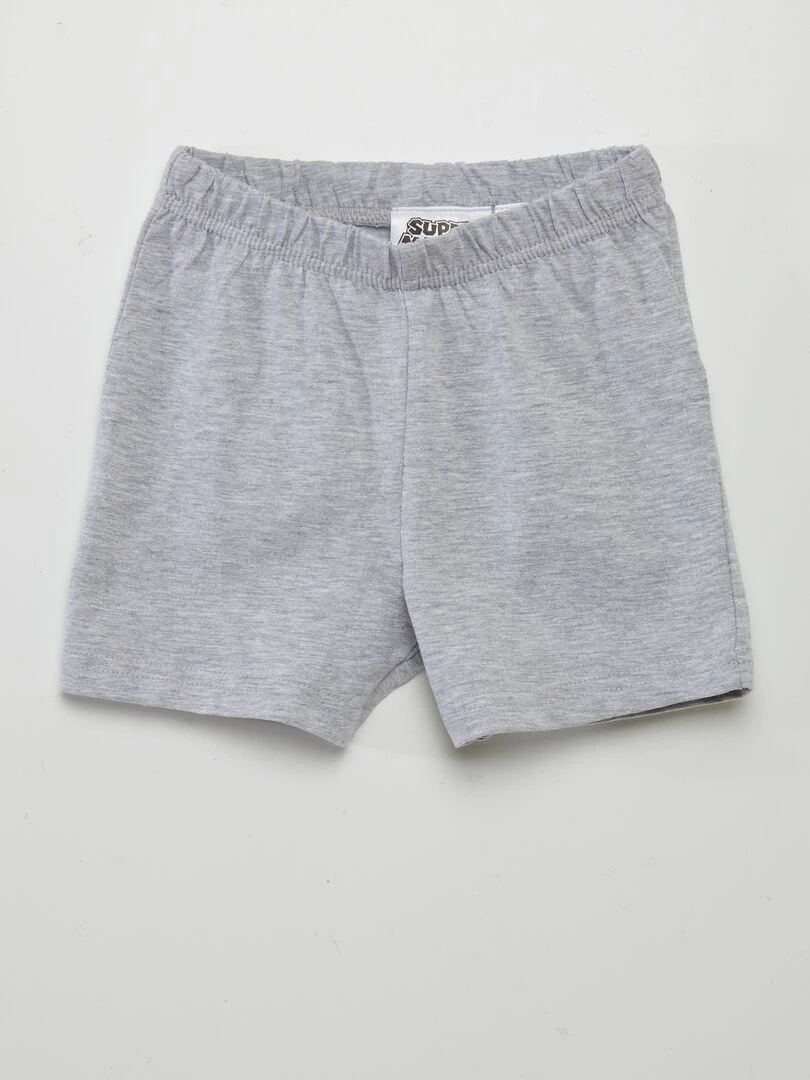 Pyjama court 'Marion & Yoshi'   2 pièces   Blanc/gris