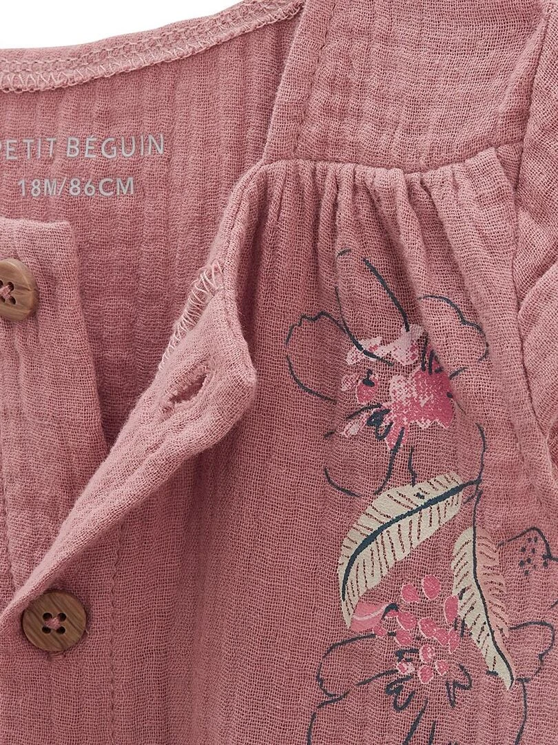 Chemisier enfant en gaze de coton Olbia   Rose
