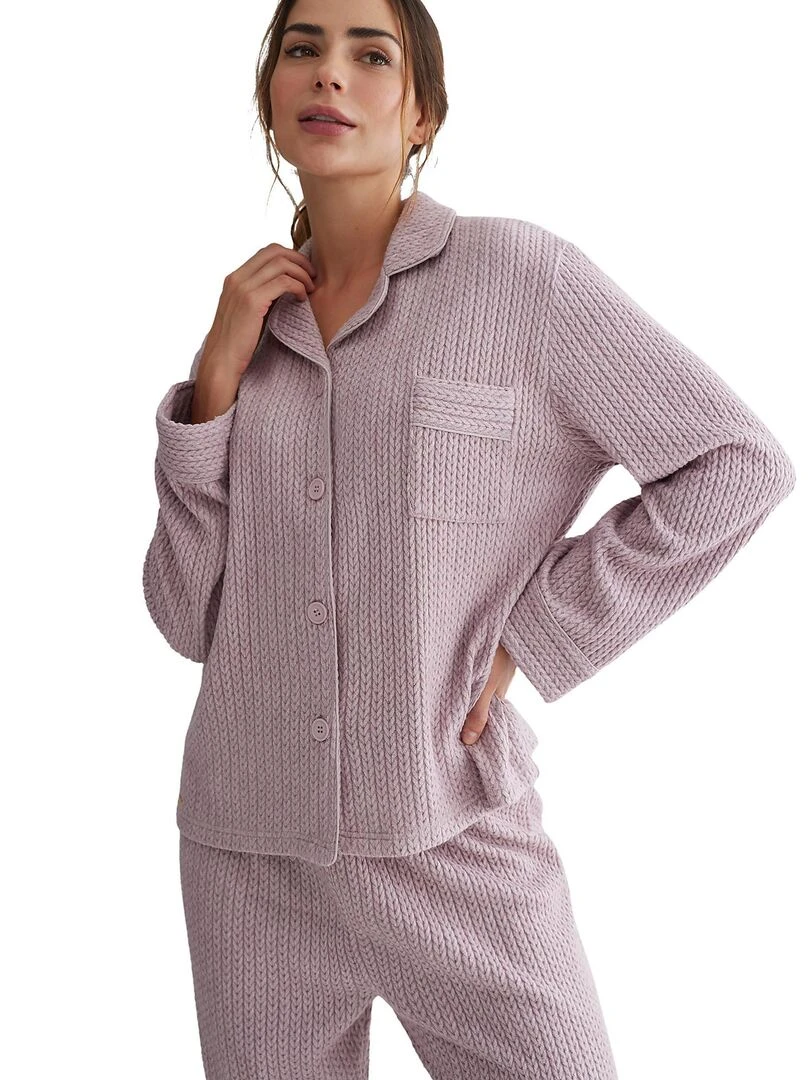 Pyjama pantalon chemise manches longues Espiga   Rose