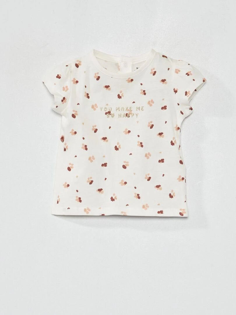 T shirt en jersey avec imprimé Blanc léopard