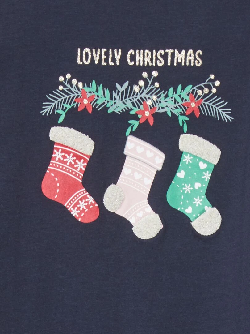 T shirt imprimé manches longues Bleu