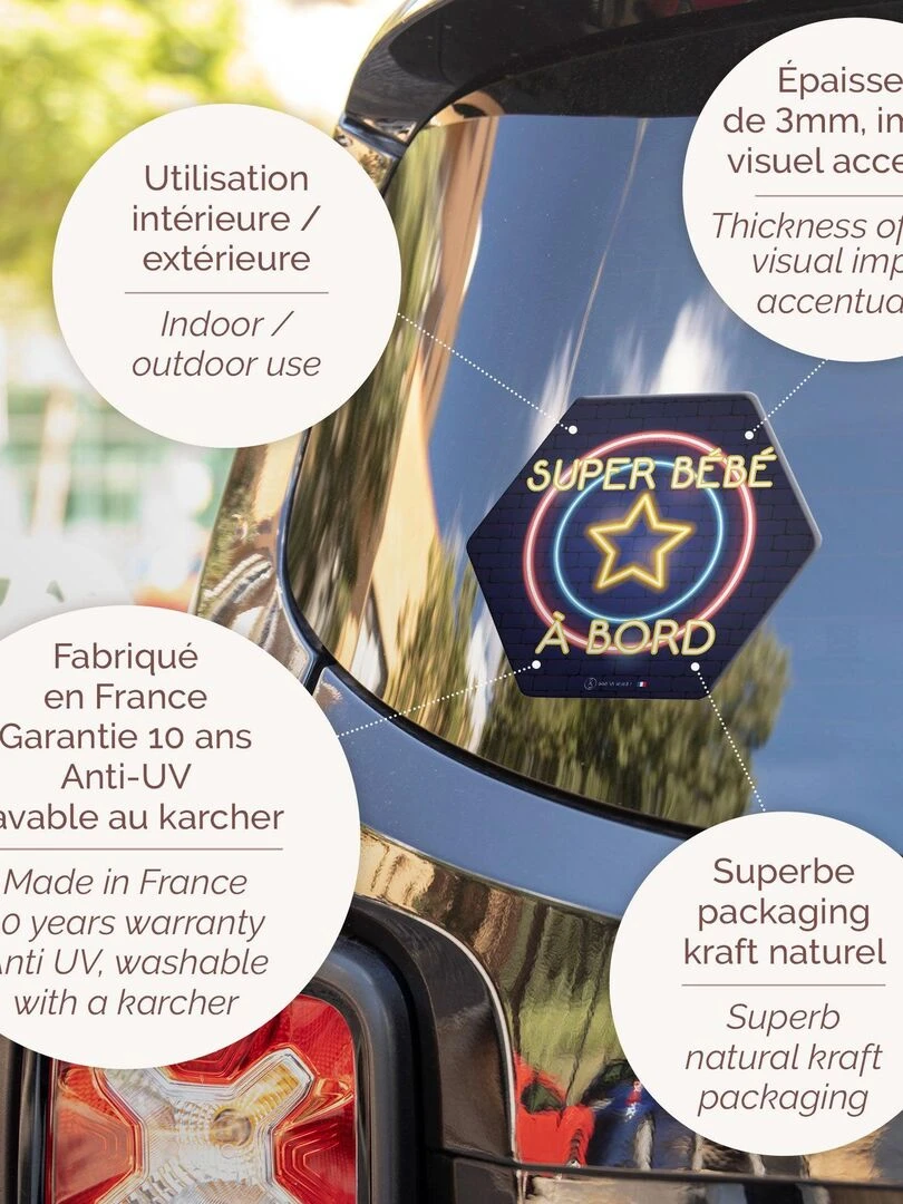 Adhésif / Autocollant bébé à bord   Captain américa néon   Bleu