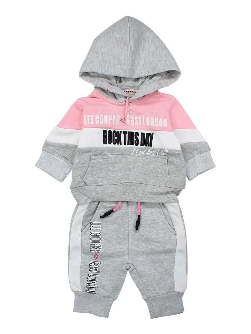Lee Cooper Ensemble Sweat pantalon bébé fille Imprimé Logo Gris