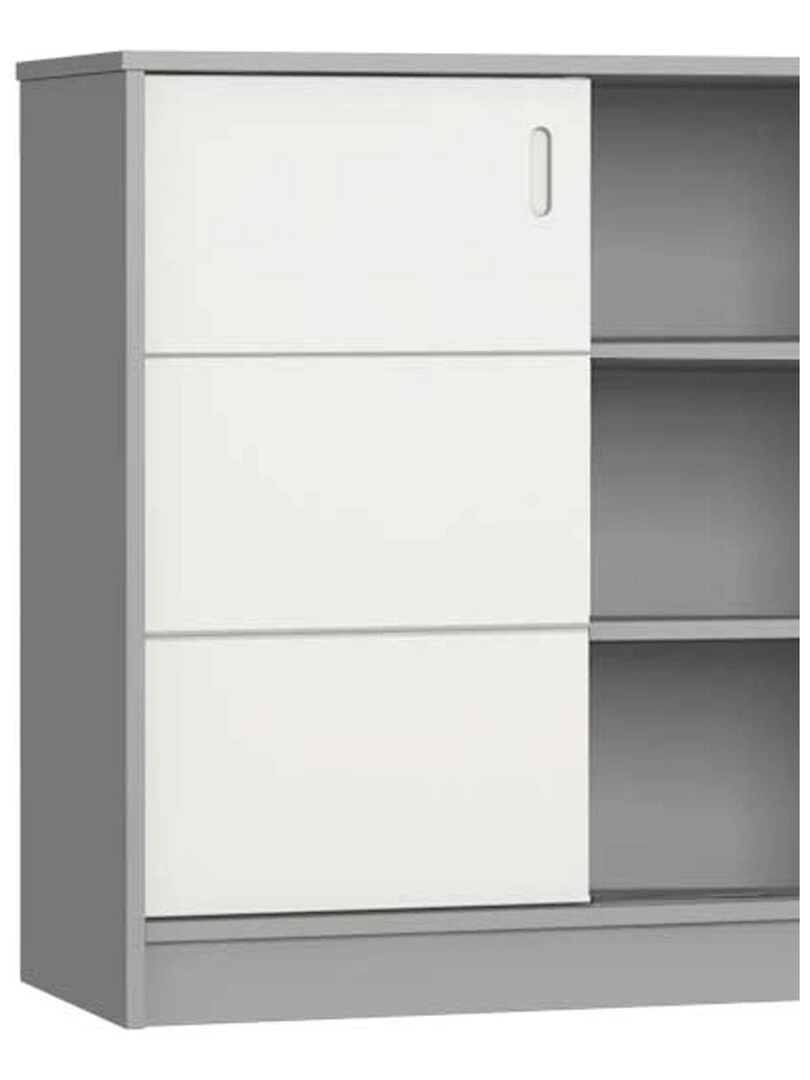 Commode java 3 niches et 1 porte coulissante Gris clair