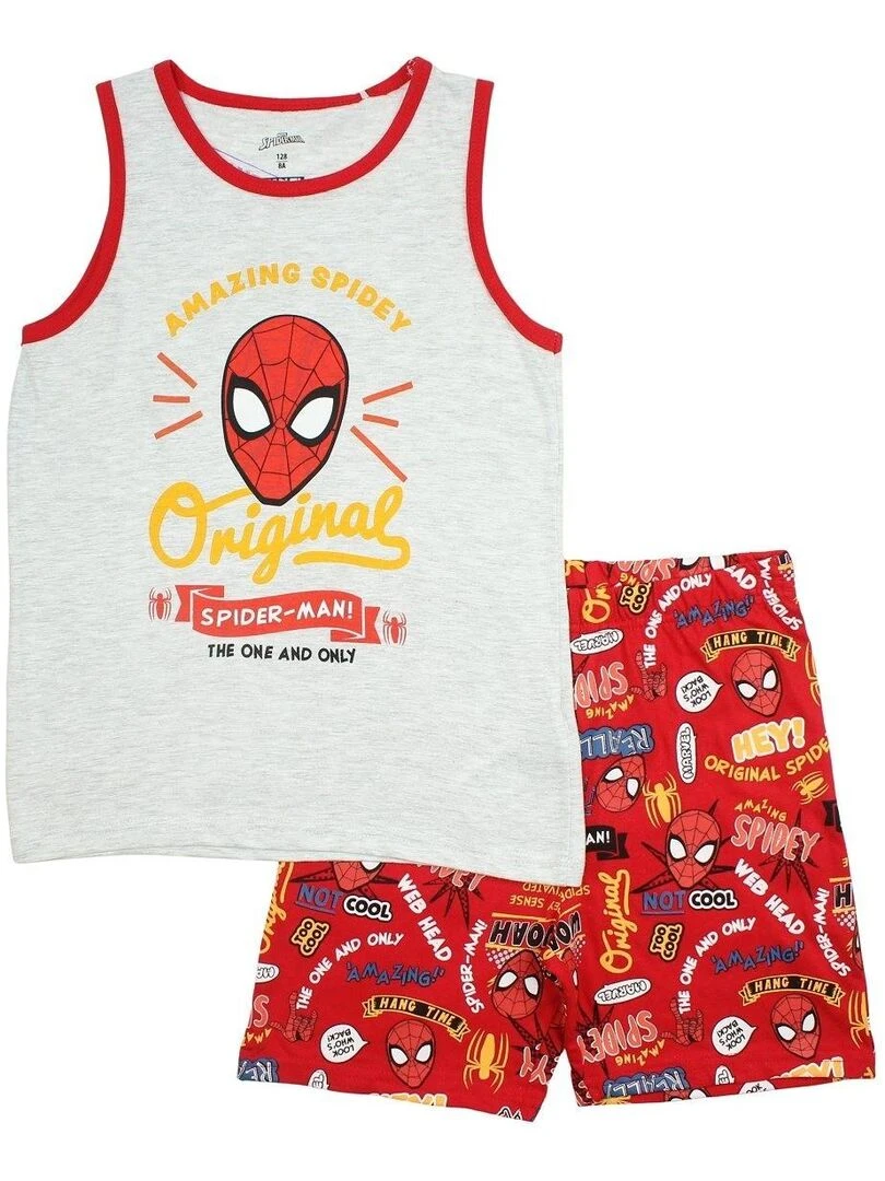Spiderman Ensemble T shirt short garçon Imprimé Spiderman Rouge