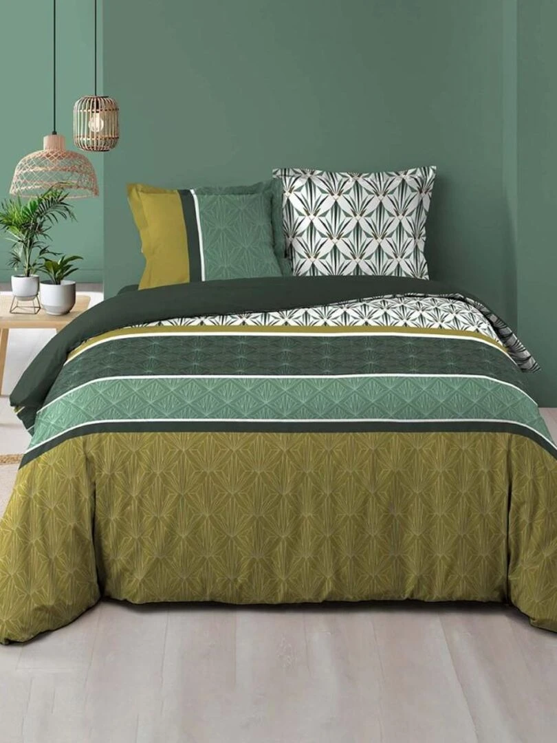Housse de couette + taie(s) Bogota coton 57 fils Vert