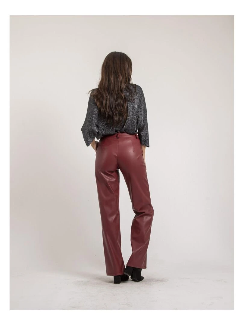 Pantalon droit simili cuir EVANIA Bordeaux