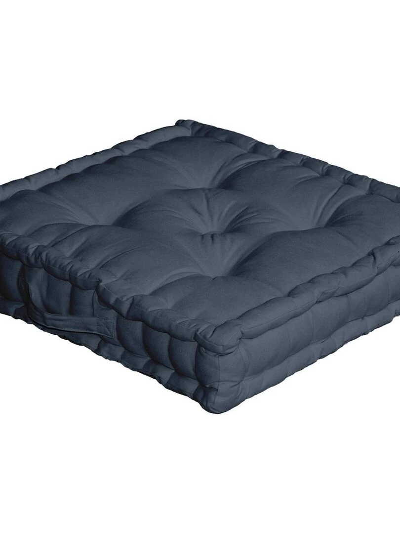 Coussin de sol uni en pur coton Gris foncé