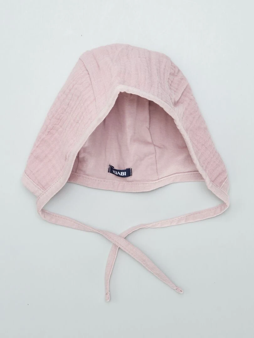 Chapeau béguin en double gaze de coton Violet