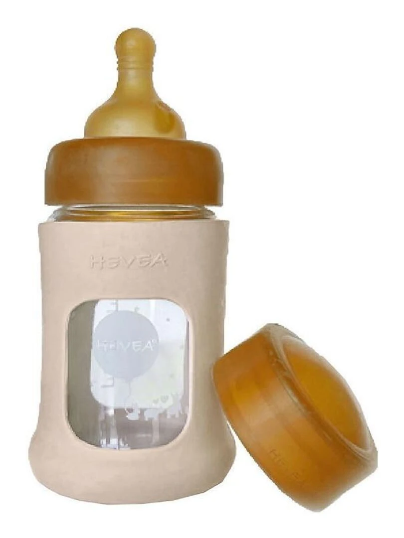 Biberon en verre zéro plastique avec housse de protection beige 1 Beige sable