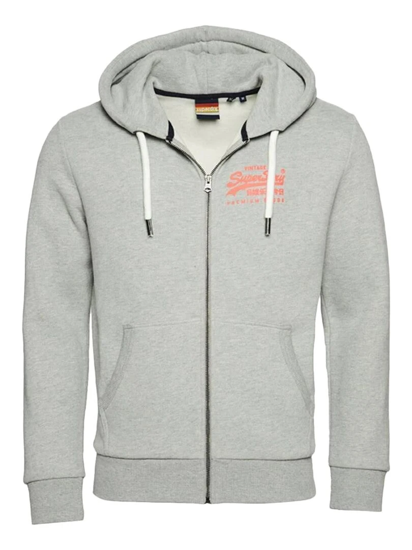 Sweat Zip à Capuche Superdry Vintage VL Neon Gris