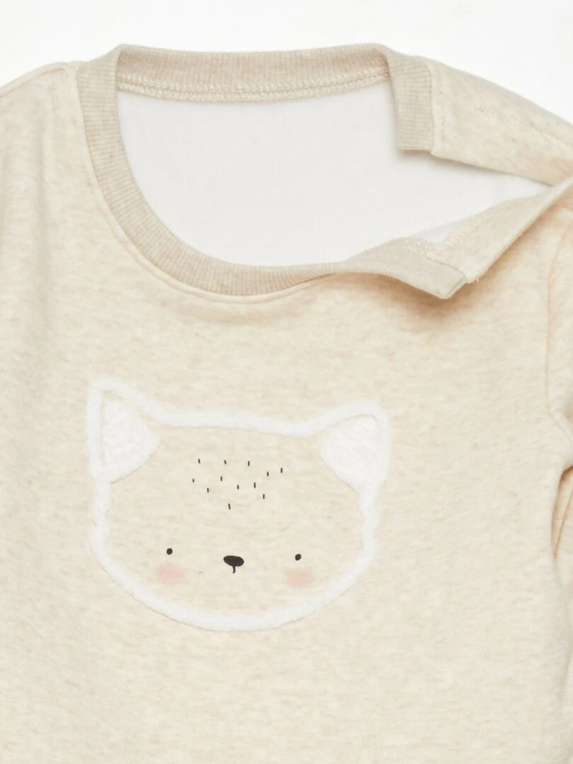 Sweat en molleton avec animation Toujours + de douceur Beige