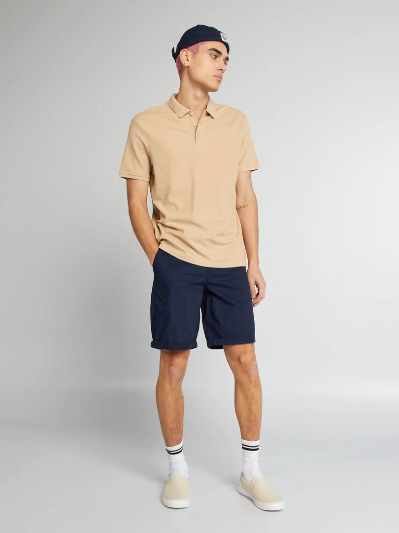 Chemise à coupe droite et à rayures   Bleu/blanc/beige