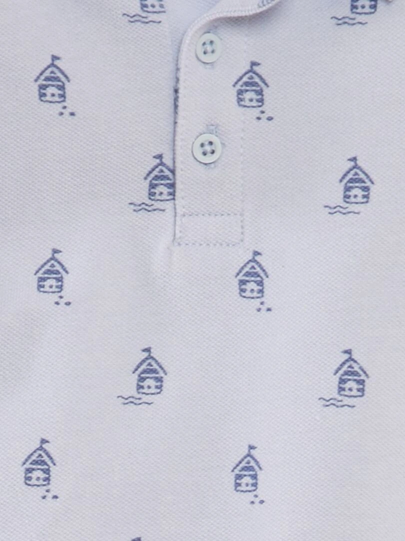 Polo en piqué de coton avec imprimé Bleu ciel