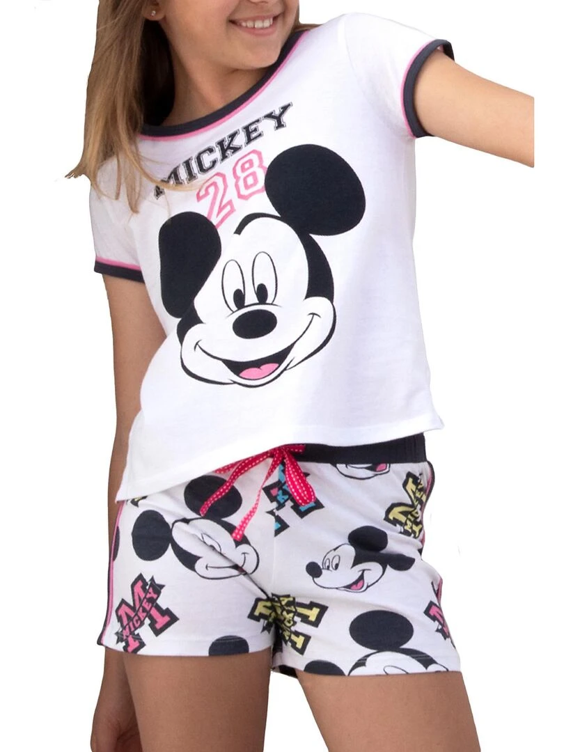Pyjama short t shirt Mickey 28 Disney blanc Blanc