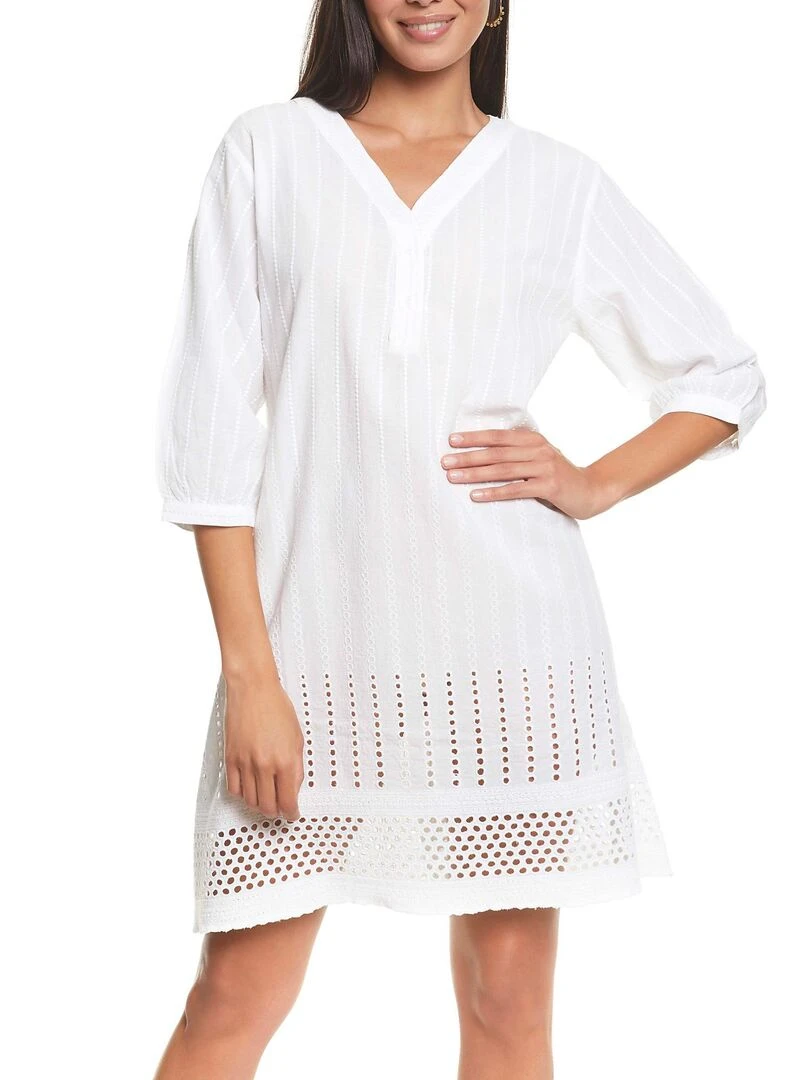 Robe de plage manches trois quarts Complementos Blanc