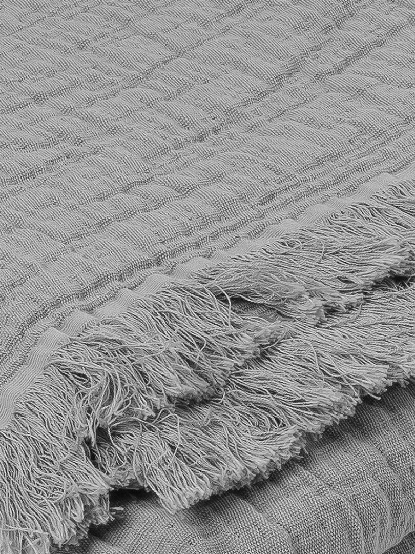 Plaid gaze de coton matelassé Gris