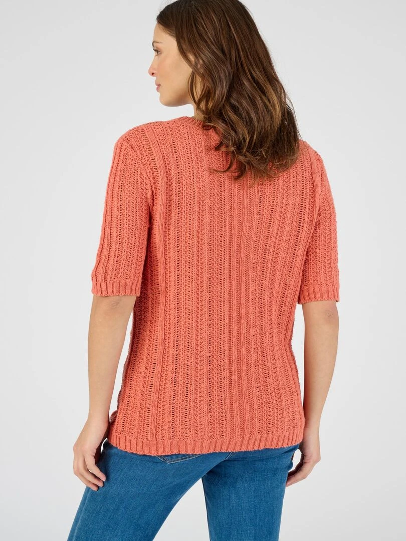 Pull effet crochet   Damart   Abricot
