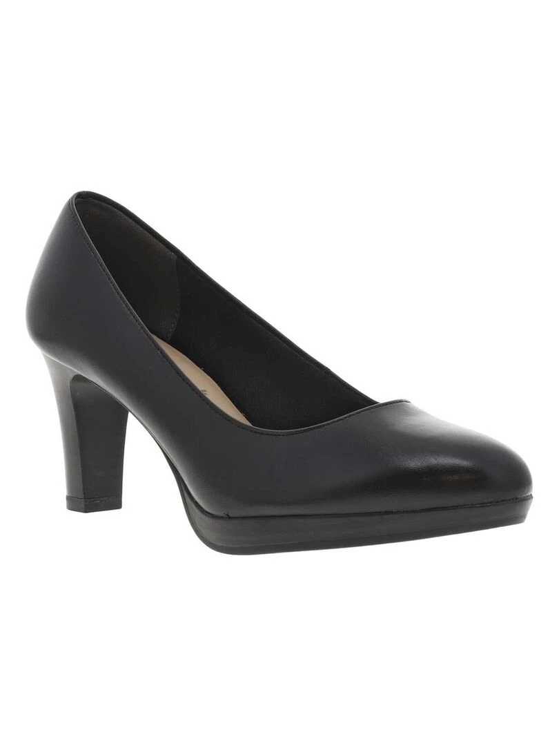 TAMARIS   Escarpins cuir talon entonnoir   Noir