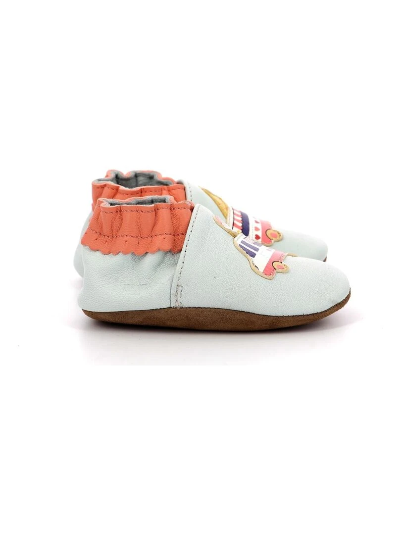 Chaussons Cuir Ice Cream Bus Bleu