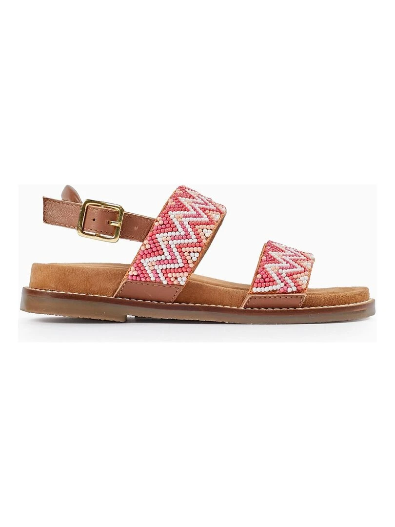 Sandales en cuir avec perles pour fille SICILIAN DAYS Vert clair
