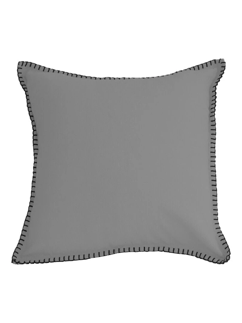 Coussin coton et bourdon noir Gris clair