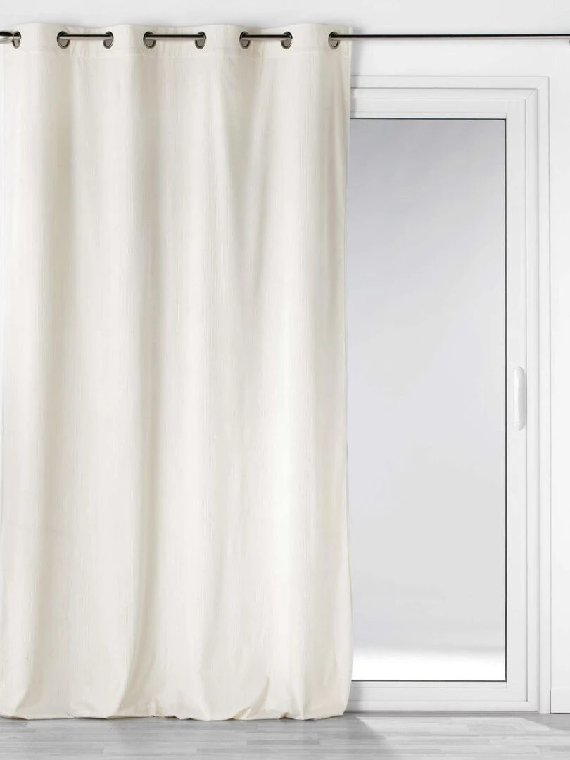 Rideau tamisant uni en velours côtelé   Beige