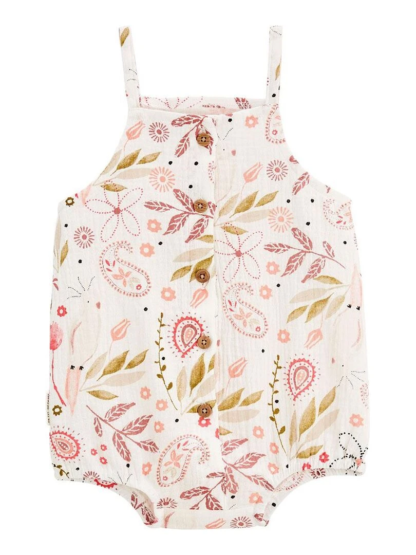 Barboteuse bloomer bébé en gaze de coton Haapiti Rose
