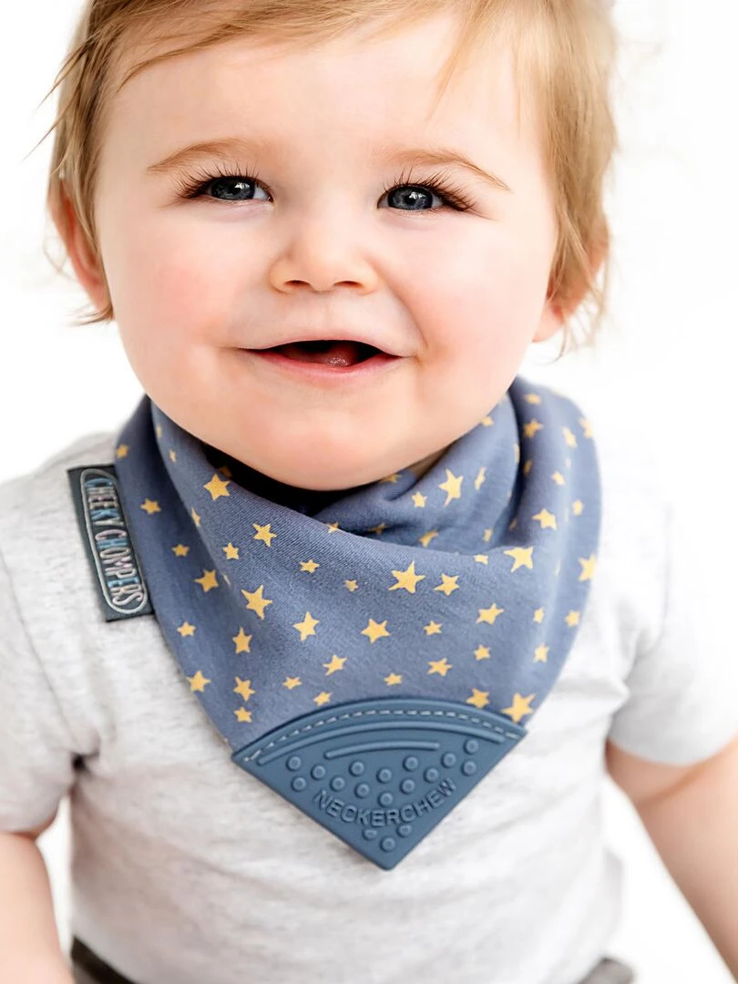 Bavoir bandana avec embout de dentition  STELLA   Blanc